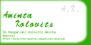 aminta kolovits business card